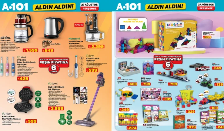 27 Ağustos A101 Aldın Aldın Kataloğu Yayınlandı! Katlanabilir Elektrikli Bisiklet, TV ve Ev Aletlerinde Dev Fırsat