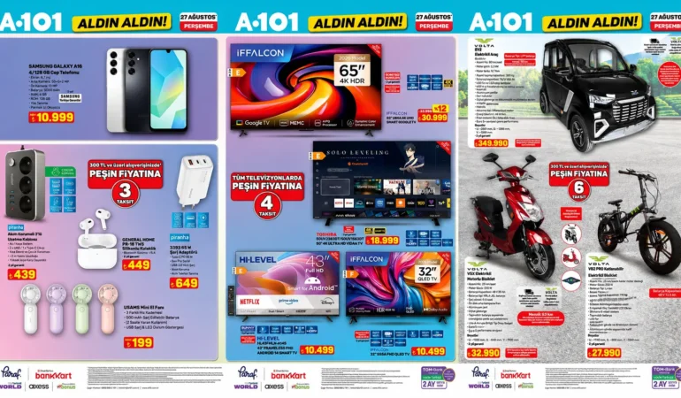 A101 27 Ağustos 2026 “Aldın Aldın” Kataloğu: Elektrikli Araçtan Beyaz Eşyaya İndirim Listesi