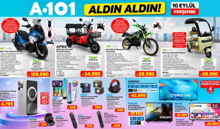 A101 10 Eylül 2026 Aktüel Kataloğu: Motosiklet, Teknoloji ve Beyaz Eşyada İndirim Haftası